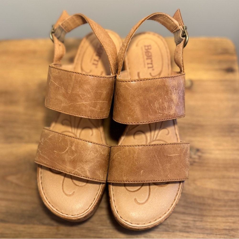 Born Silay Brown Leather Platform Comfortable Sli… - image 6